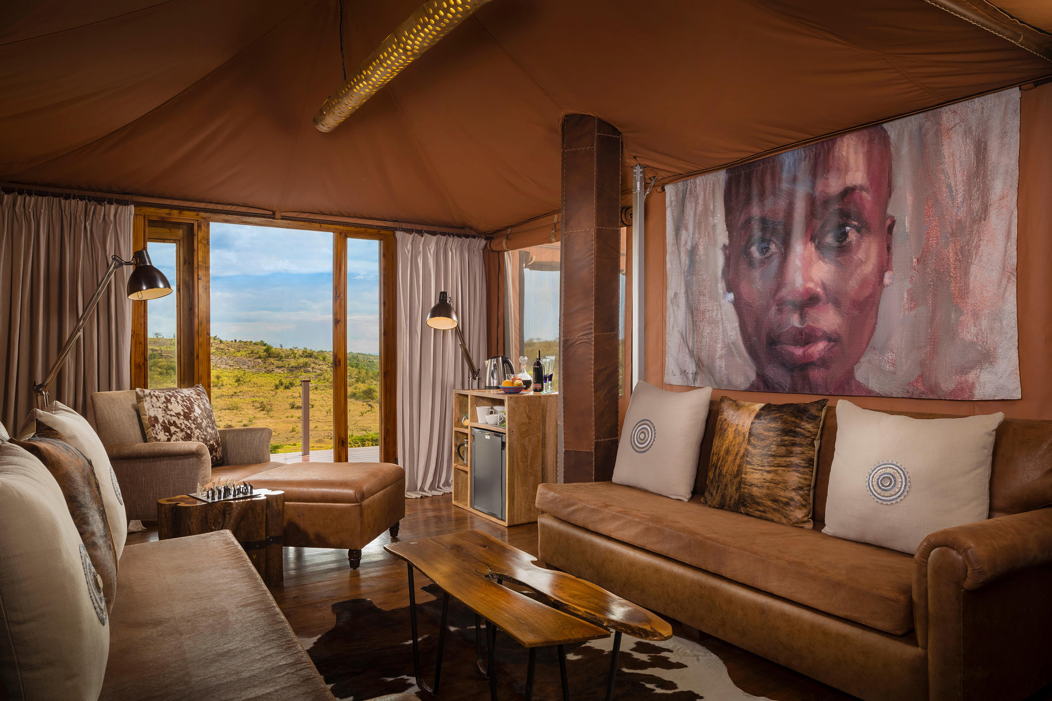 lounge area in the family tent of Mahali Mzuri Kenya Masai Mara