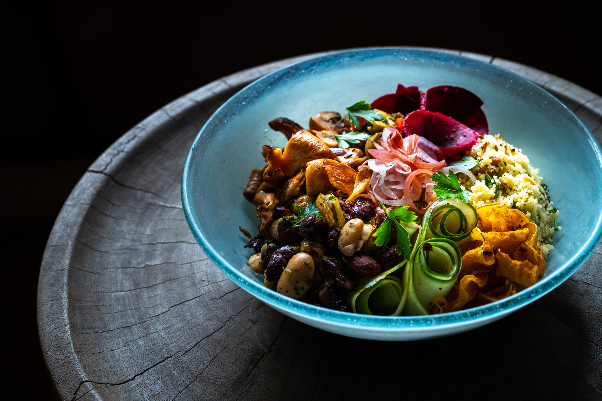 gourmet dish plated at Singita Faru Faru lodge Serengeti